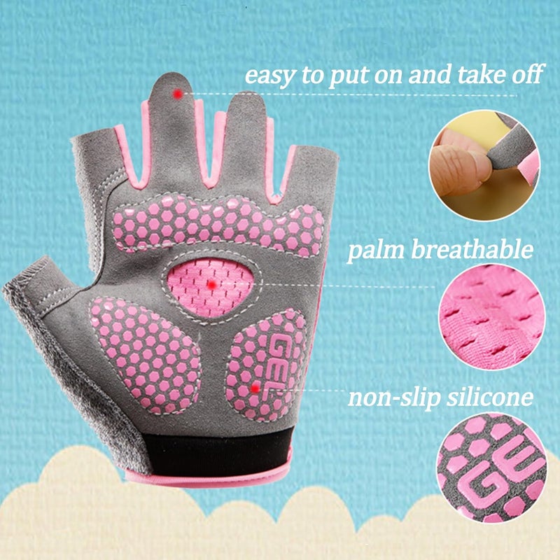 Mawjom Kids-Fingerless-Cycling-Gloves Non-Slip Bike Skating Scooter Gloves for Girls Boys 3-8T - Image 3